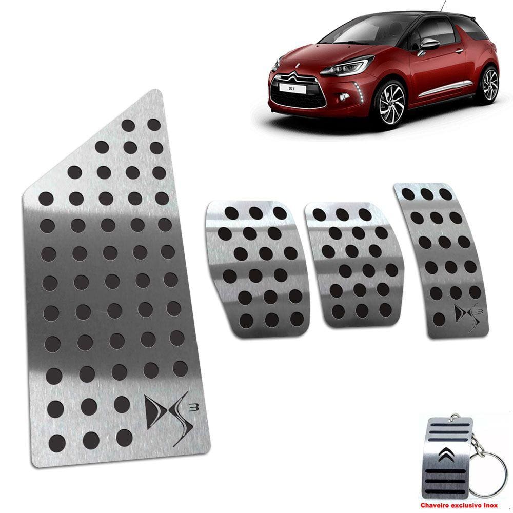 Pedaleira Com Descanso Inox Citroen Ds3 2012 A 2017 Preto