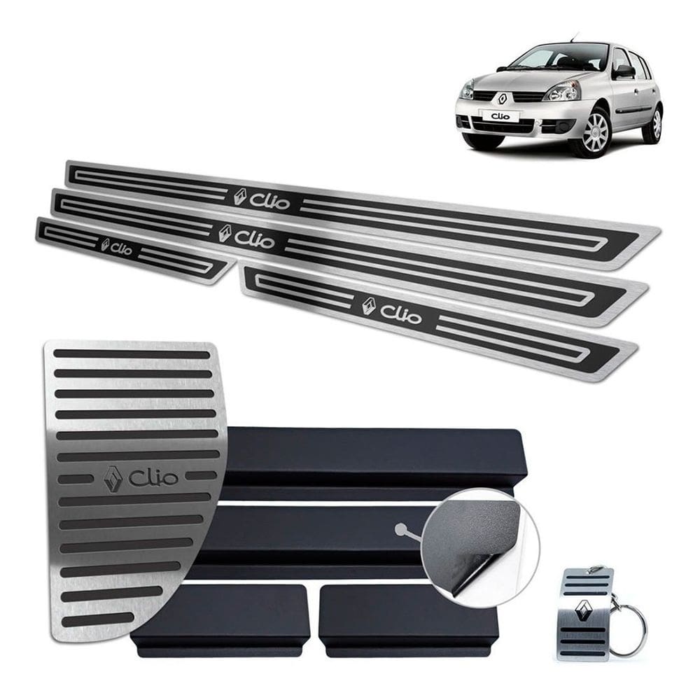 Soleira E Descanso Renault Clio 2000/2012 Preto Alto Relevo