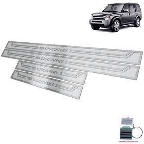 Soleiras Aço Inox Discovery 3 2005/2009 Prata Alto Relevo