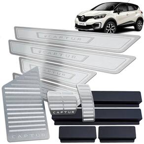 Soleira Pedaleira Descanso Vinil Captur 2017/2020 Prata AR