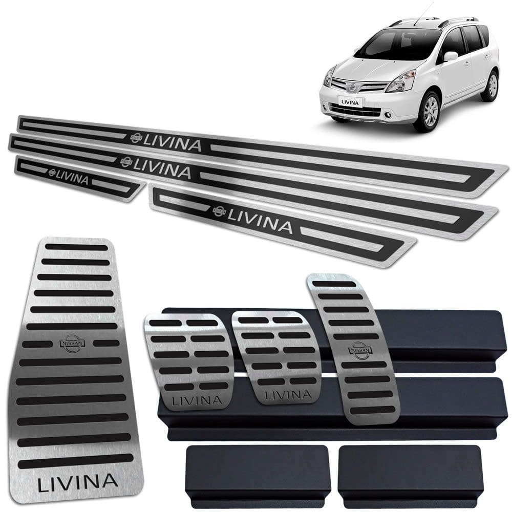 Soleira Pedaleira Descanso Livina 2010/2014 Preto AR Manual