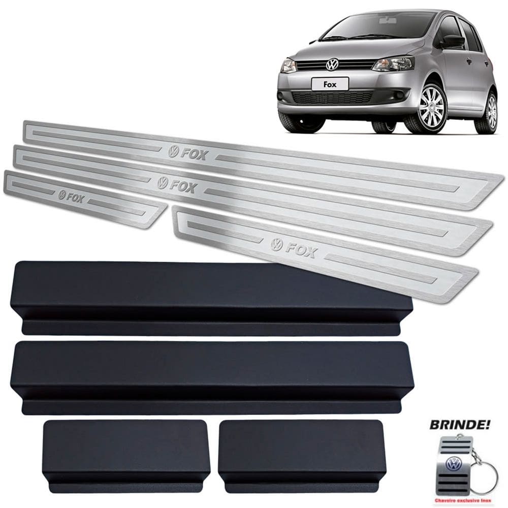 Soleiras Em Aço Inox Prata Alto Relevo Fox 2004 A 2013