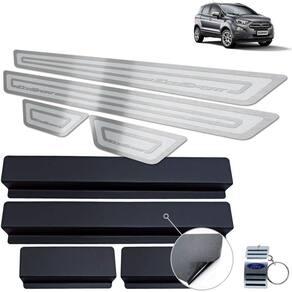 Soleira Ford Ecosport 2013 A 2020 Aço Inox Prata Alto Relevo