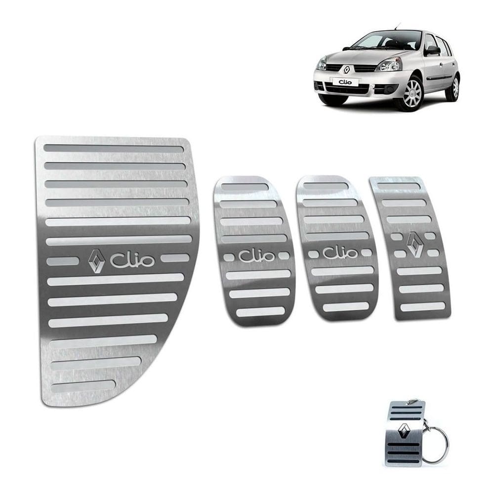 Pedaleira Com Descanso Aço Inox Renault Clio 2000/2012 Prata