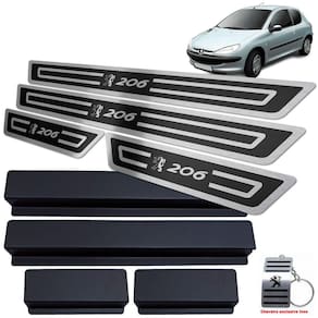Soleiras Peugeot 206 1999/2010 Preto Alto Relevo