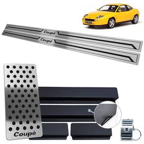 Soleira Com Descanso Aço Inox Fiat Coupé Preto Baixo Relevo