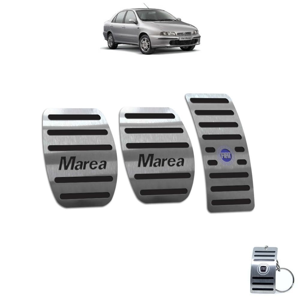 Pedaleira Em Aço Inox Fiat Marea 1998 A 2007 Manual Preto