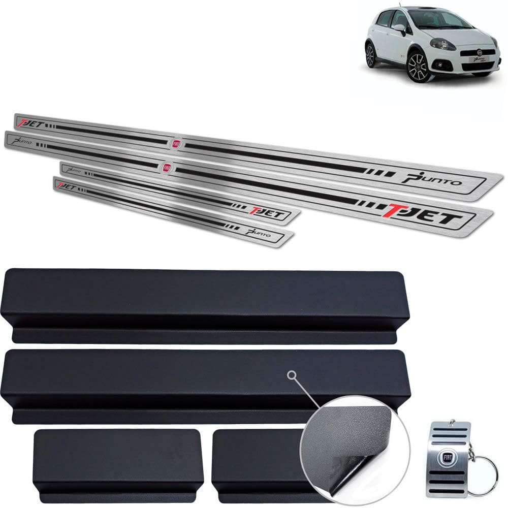 Soleira Inox Fiat Punto T-Jet 2007 A 2012 Preto Baixo Relevo