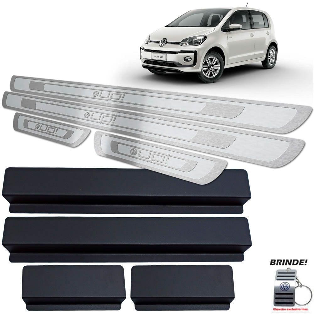 Soleira Gravação Prata Alto Relevo Volkswagen Up 2014 a 2020