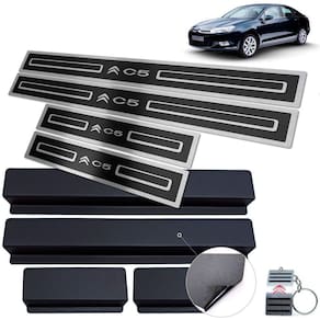 Soleira Alto Relevo Preto Em Inox Citroen C5 2009 A 2013