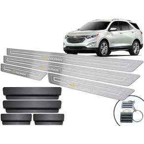 Soleira Com Vinil Chevrolet Equinox Prata Baixo Relevo