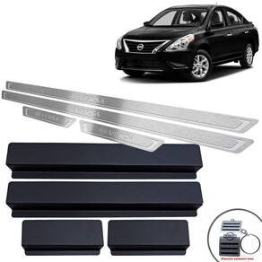 Soleiras Aço Inox Nissan Versa 2015/2020 Prata Baixo Relevo
