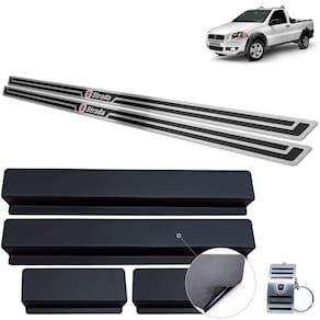 Soleira Inox Fiat Strada 2009 A 2020 Preto Alto Relevo
