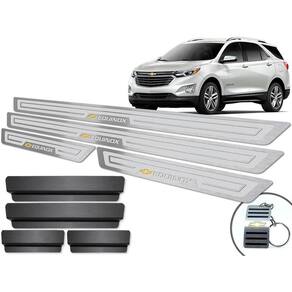 Soleira Com Vinil Chevrolet Equinox Prata Alto Relevo