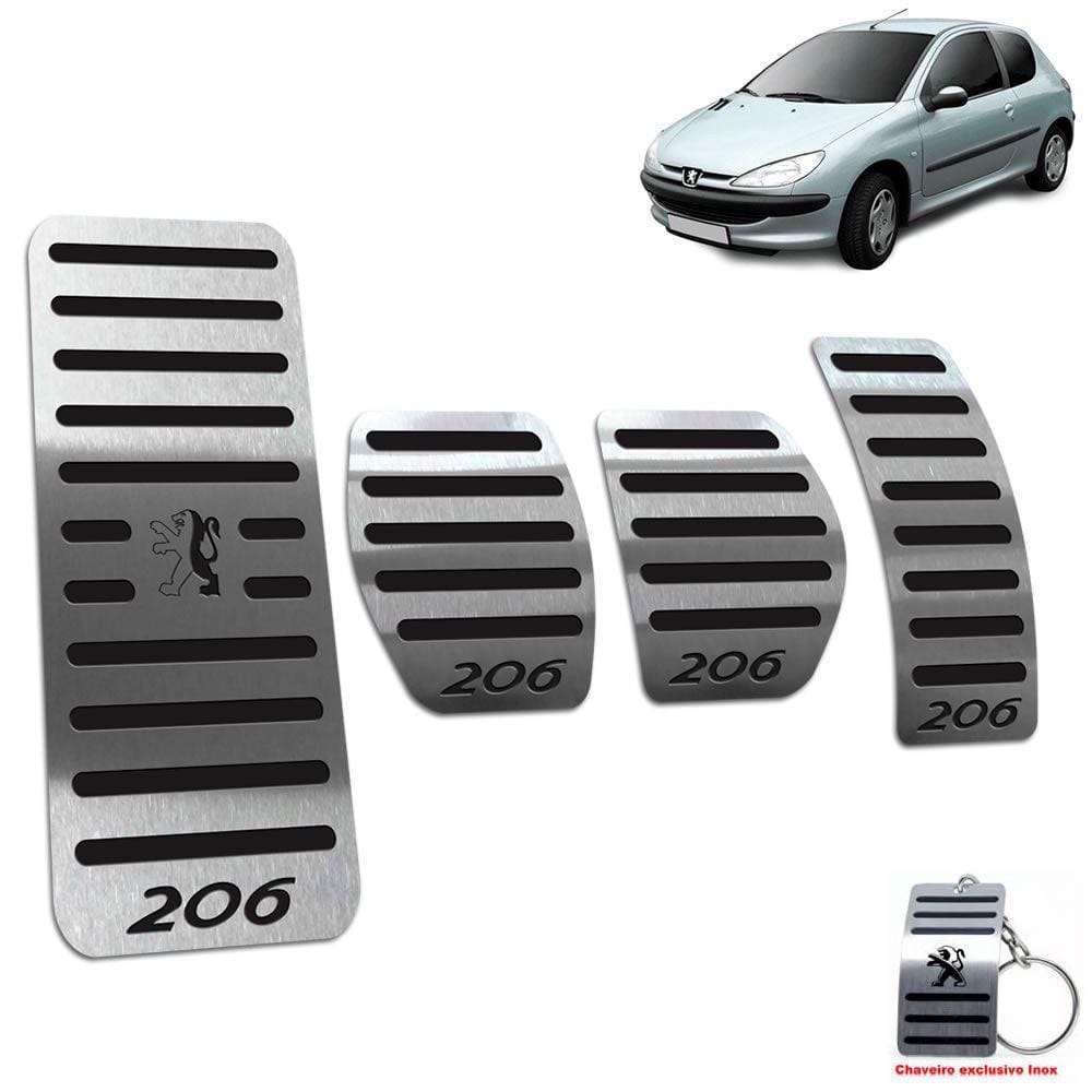 Pedaleiras + Descanso Peugeot 206 1998/2010 Manual Preto