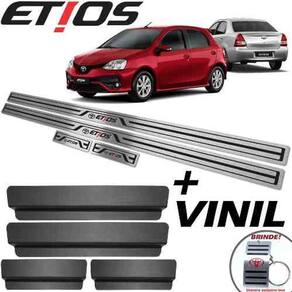 Soleiras Com Vinil Toyota Etios 2013/2019 Preto Baixo Relevo
