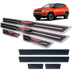 Soleiras Com Vinil Jeep Compass Trailhawk Preto Relevo