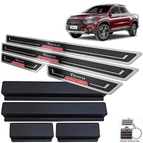 Soleiras Alto Relevo Fiat Toro Volcano 2016 a 2021 Preto