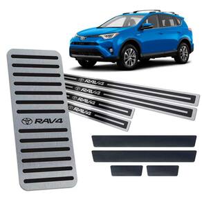 Descanso Soleira + Vinil Toyota Rav4 2013/2019 Preto Relevo