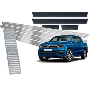 Descanso Soleiras Aço Inox + Vinil Amarok V6 2010/2019 Prata