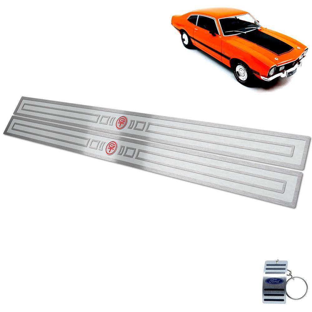 Soleira Ford Maverick Gt 1973 A 1979 Prata Alto Relevo