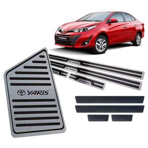Soleira Vinil + Descanso Toyota Yaris 2018 2019 Preto Relevo