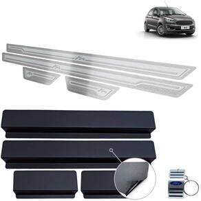 Soleira Aço Inox Ford Ka Titanium Prata Alto Relevo