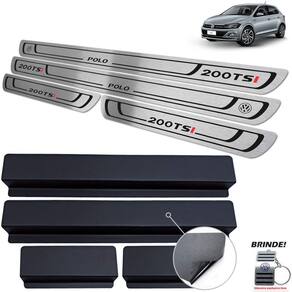 Soleiras Polo 200 Tsi 2018/2020 Com Vinil Preto Baixo Relevo