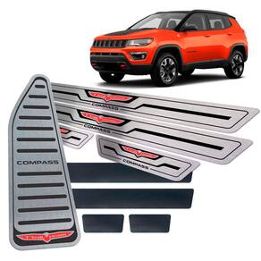Soleiras Vinil + Descanso Compass Trailhawk Preto Relevo