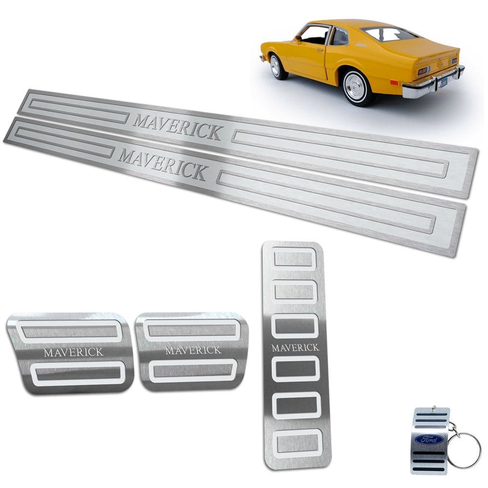 Pedaleira + Soleira Maverick 1972 A 1979 Prata Alto Relevo