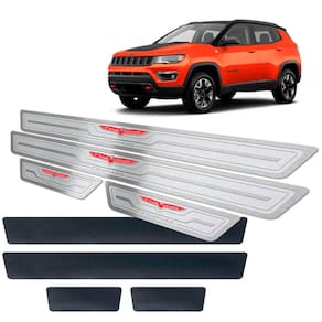 Soleiras Com Vinil Jeep Compass Trailhawk Prata Relevo