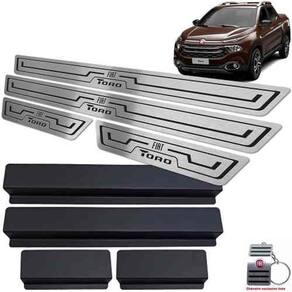 Soleiras Com Vinil Fiat Toro 2016 A 2021 Preto Baixo Relevo