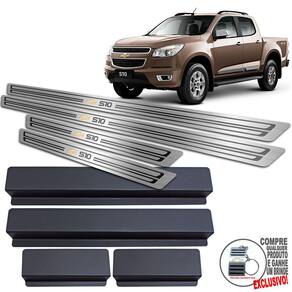 Soleiras Com Vinil Chevrolet S10 2012 / 2016 Preto