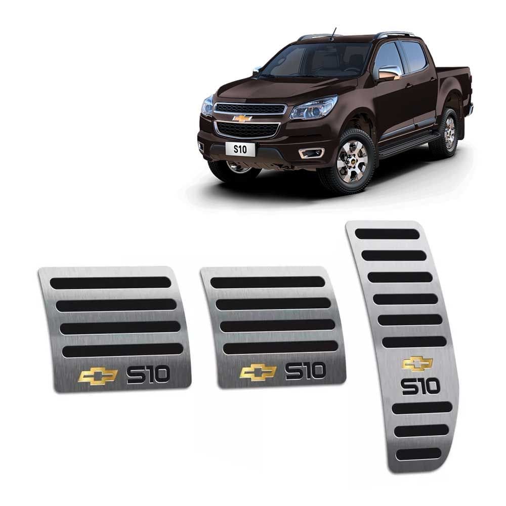 Pedaleira Manual Chevrolet S10 2012 / 2016 Em Aço Inox Preto