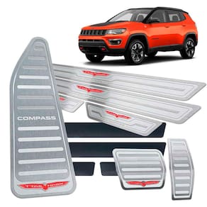 Soleira Pedaleira Descanso Compass Trailhawk Prata Relevo