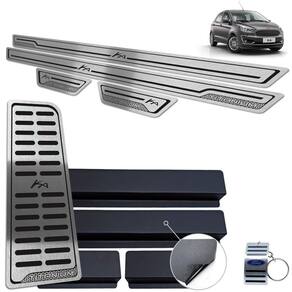 Descanso Soleira Inox Ford Ka Titanium Preto Baixo Relevo
