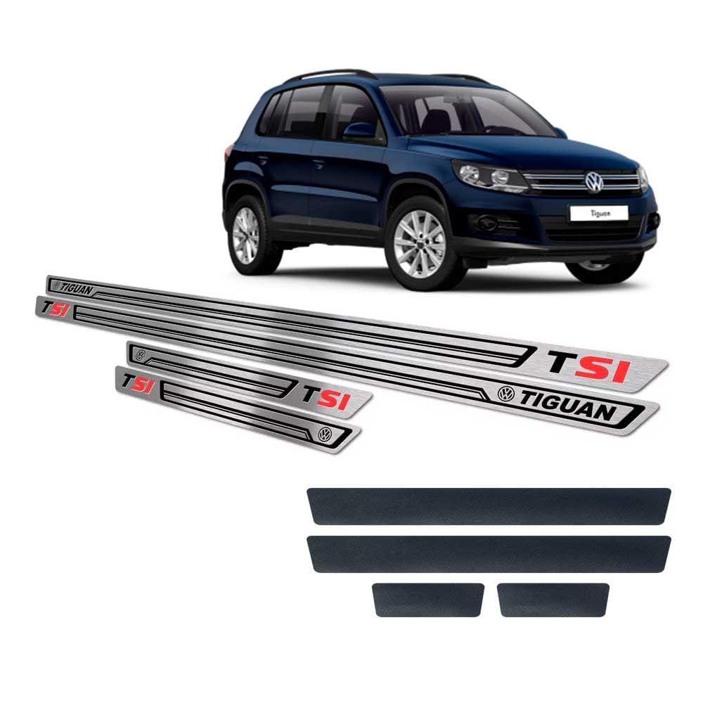 Soleiras +Vinil Tiguan Tsi 2012/2017 SI Preto Baixo Relevo