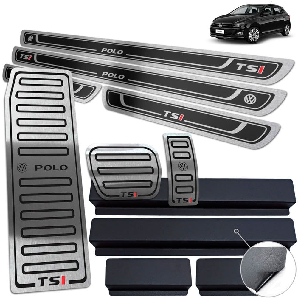 Soleiras Descanso Pedaleiras Polo Tsi 18 19 20 Preto Relevo