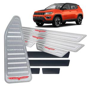 Soleiras Vinil + Descanso Compass Trailhawk Prata Relevo
