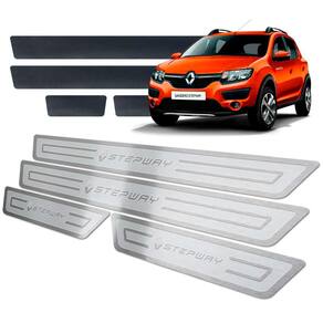 Soleira + Vinil Sandero Stepway 2014/2019 Prata Alto Relevo