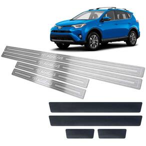 Soleira Baixo Relevo + Vinil Toyota Rav4 2013/2019 Prata