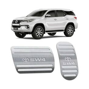 Pedaleiras Toyota Hilux Sw4 2016/2019 Em Aço Inox Prata