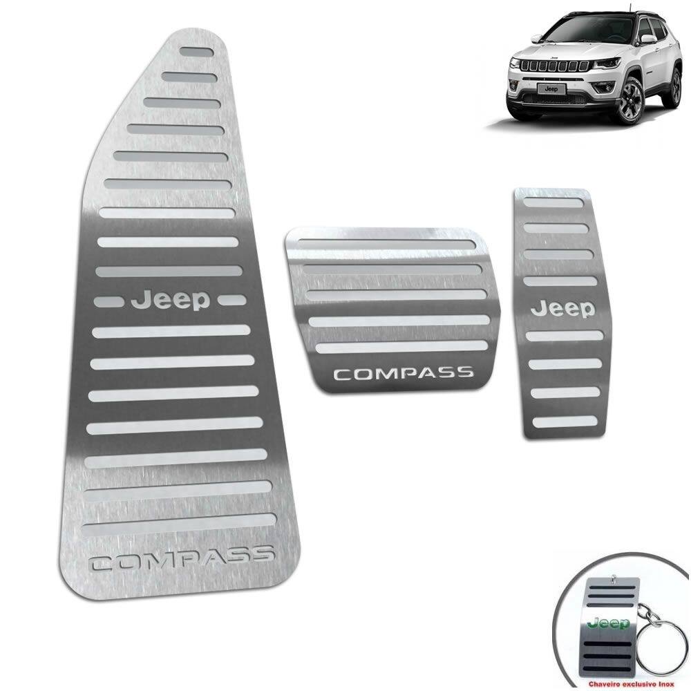 Pedaleiras + Descanso Jeep Compass 2017/2020 Prata