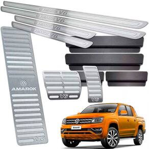 Pedaleiras + Descanso + Soleiras Amarok V6 2010/2019 Prata