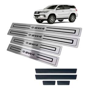 Soleiras Toyota Hilux Sw4 2016/2019 Com Vinil Preto