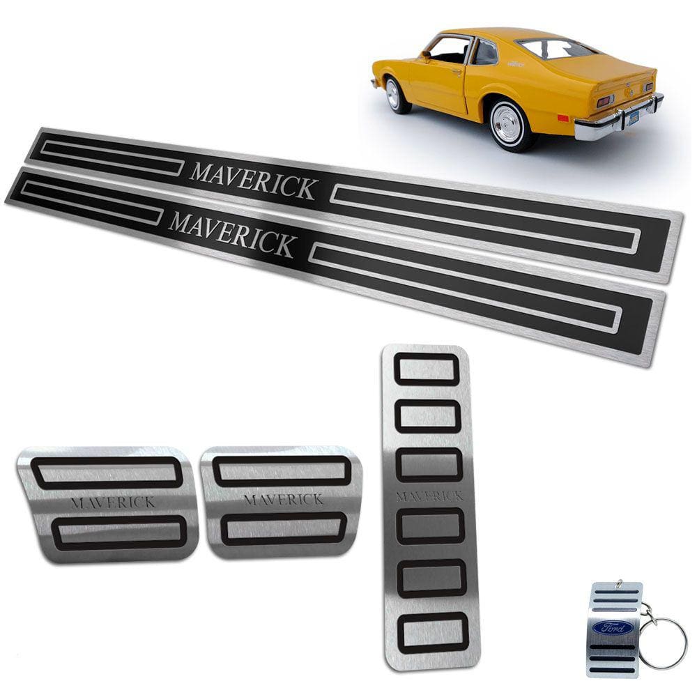Pedaleira + Soleira Maverick 1972 A 1979 Preto Alto Relevo