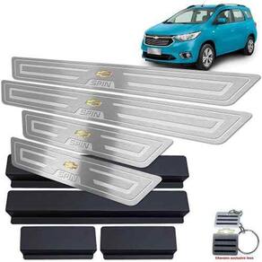 Soleiras Chevrolet Spin Com Vinil Prata Baixo Relevo