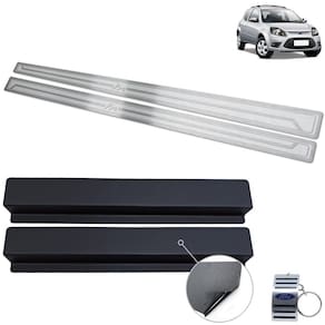 Soleira Ford Ka 2008 A 2013 Aço Inox Prata Alto Relevo