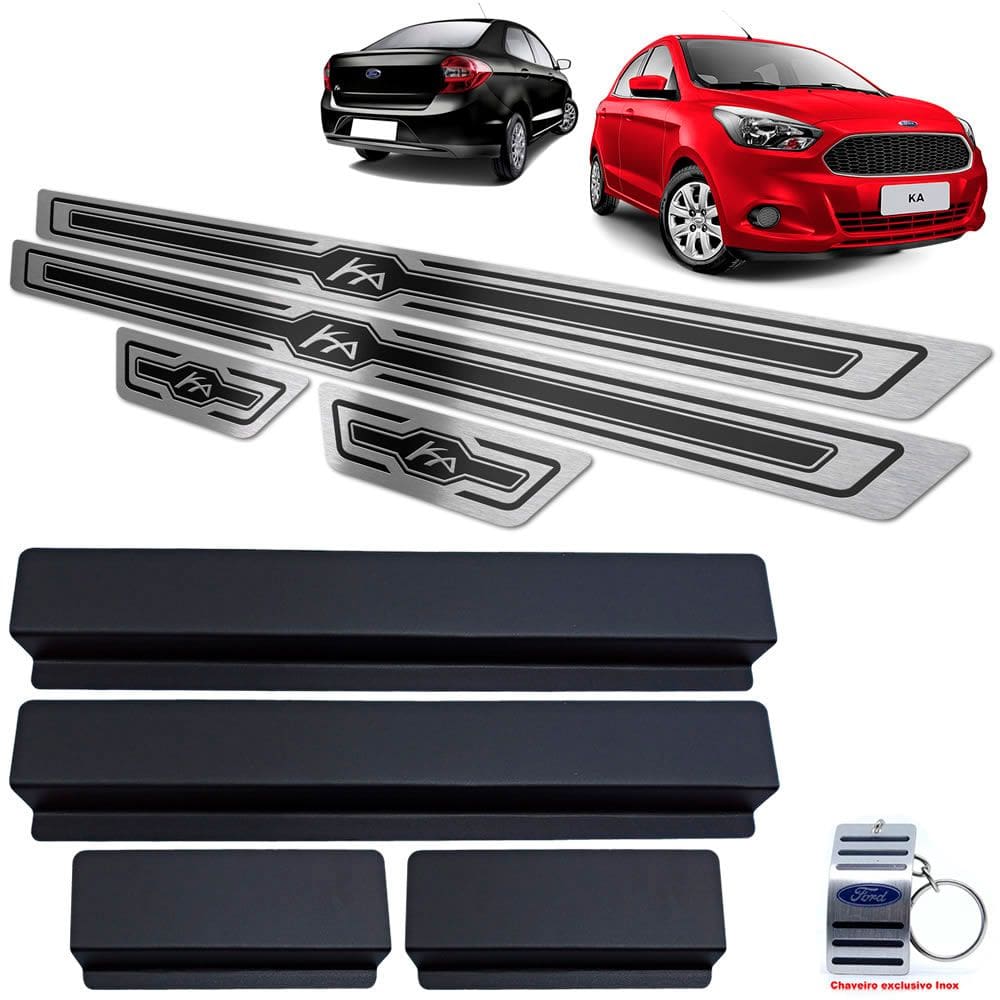 Soleiras + Vinil Alto Relevo Ford Ka 2014/2020 Preto