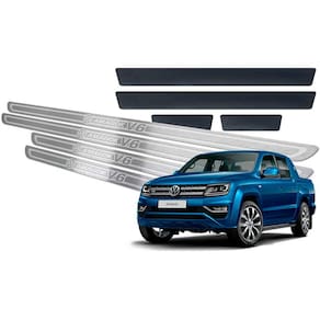 Soleiras + Vinil Amarok V6 2010/2019 Prata Baixo Relevo